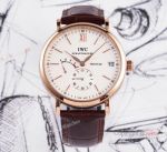 Swiss Replica IWC Schaffhausen Portofino 8 Days Power Reserve Rose Gold White Dial Watch